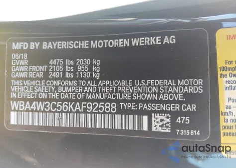 2019 BMW 430I z USA, uszkodzony, nr VIN WBA4W3C56KAF92588